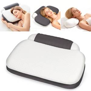 lot 8076 image: FUBOTRAD Memory Foam Tri-Functional Contour Pillow for Neck & Shoulder Pain Relief, Ergonomic Cervical Support Pillow for Side and Back Sleepers, Firm Bed Pillow for Deep Sleep, White