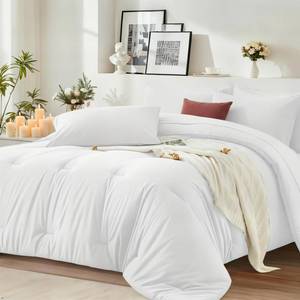 lot 8090 image: Easthome White Queen Comforter Set 7 Piece - Soft Bed in a Bag Queen Size Comforter Sets, Cozy Luxury Bedding Sets with Down Alternative Comforter, Flat Sheet, Fitted Sheet, 2 Pillowcases & 2 Shams