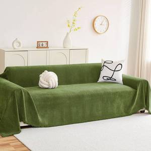 lot 8103 image: hyha Couch Cover for Dogs, Boho Sofa Covers for 3 Cushion Couch Washable, Chenille Sofa Slipcover for Pets, Soft Loveseat Sectional Couch Throw Blankets with Tassels (Green, 71x150 Inch)