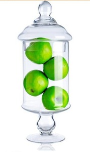 lot 8119 image: Diamond Star Clear Glass Apothecary Jar Decorative Candy Buffet Jars Elegant Glass Storage Containers (Height 15 Body 6.5)