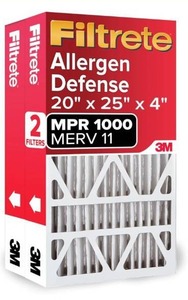 lot 5925 image: Filtrete 20x25x4 AC Furnace Air Filter, MPR 1000, MERV 11, Fits Honeywell & AprilAire, Allergen Defense, Electrostatic, 2-Pack. CHANGE YOUR FILTER OFTEN Replace every 12 months