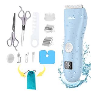 lot 8130 image: OPENBEAUTY Baby Hair Clippers, Low Noise Hair Trimmer for Kids, Waterproof USB Rechargeable Cordless Haircut Kit with LCD Display, Blue