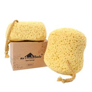 lot 8136 image: myHomeBody Bath Sponge, Foam Loofah, Body Scrubber for Bathing, Exfoliating Shower Pouf for Shower Large Size, Lots of Lather, Curvy, 2 Pack