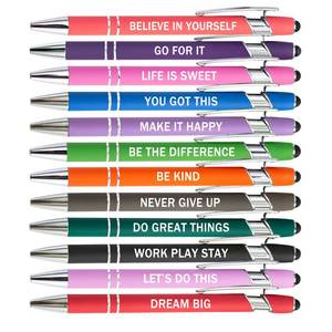 lot 8146 image: PASISIBICK 12 Pieces Motivational Inspirational Quotes Snarky Screen Touch Stylus Ballpoint Pens, Office Encouraging Scriptures, Black Ink (12 Color,Motivational)