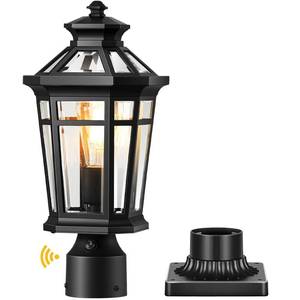 lot 8154 image: OPAXIS Outdoor Post Lights Hard Wired, 7x17inch Dusk to Dawn Lamp Posts Outdoor Lighting, Black Modern Exterior Lamp Post Light Fixture with Pier Mount Base, Outdoor Pole Lights for Porch, Garden