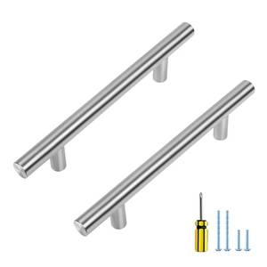 lot 8160 image: Ravinte 5 Pack 4 inch Brushed Nickel Cabinet Pulls Kitchen Cabinet Handles 6-38 Overall Length Satin Nickel Kitchen Cabinet Pulls
