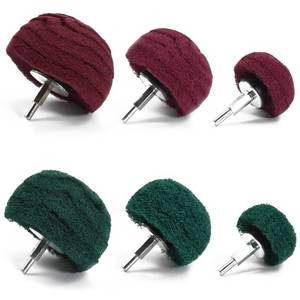 lot 8170 image: Scouring Pads Non Woven Abrasive Drill Cleaning Kit, 6 Pcs Abrasive Buffing Polishing Wheel Drill Attachment Set, 3 Green and 3 Red