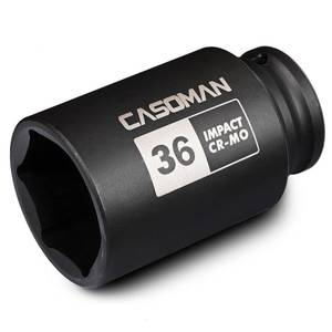 lot 8172 image: CASOMAN 12 Drive x 36 mm Deep 6 PT Impact Socket, CR-MO, 12-inch Drive 6 Point Axle Nut Socket for Easy Removal of Axle Shaft Nuts (36MM)