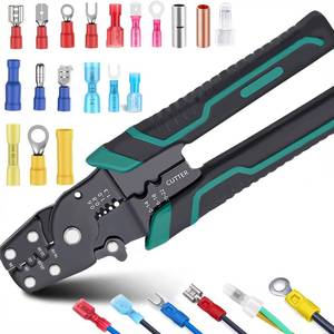 lot 8181 image: smseace Green Wire Crimping tool Wire crimper,stripper and cutterfor insulatedBareHeat Shrink connectors(22-10 AWG) Multifunctional stripping crimping pliers Wire stripper and crimping tool