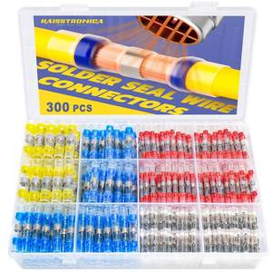 lot 8182 image: 300PCS Solder Seal Wire Connectors-haisstronica Marine Grade Heat Shrink Wire Connectors-Heat Shrink Butt Connectors for Marine,Stereo(30Yellow 70White 100Red 100Blue) Solder Sleeve