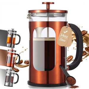 lot 8191 image: Veken French Press Coffee Maker 34oz 1 L, No Plastic Touching Cafe, Heat Resistant Thickened Borosilicate Glass, Stainless Steel Brewer, Cold Brew Cafetera Teapot for Kitchen Travel Camping, Copper