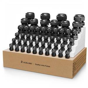 lot 8193 image: VCELINK Cable Gland Kit Nylon Waterproof, 50 Pcs IP68 PG7NPT14, 12, 34, 1 Wire Entry, IP68 Cord Grip, PA66 Strain Relief Wire Grommets, Black