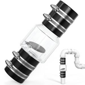 lot 8197 image: Silent Check Valve 1-12 Inch with Clear Body & Spring-Loaded Flapper, Buna-N Couplings & Stainless Steel Clamps - for Sump Pump Backflow Prevention, Quiet Operation, Extends Pump Life