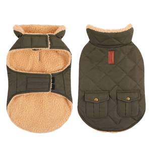 lot 8220 image: Queenmore Warm Dog Coat, Cold Weather Puffer Dog Jacket with Ultra Thick Plush Lining, Storage Pockets (Green, Large)
