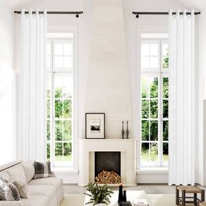 lot 8222 image: KNEOQIT Extra Long Semi Sheer Curtains 132 Inches, Grommet High Ceiling Light Filtering 2 Story Tall Windows Drapes for Living Room 1 Panel 52x132 White
