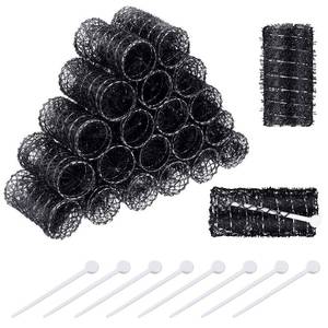 lot 8230 image: Willbond 20 Pack Vintage Brush Rollers for Hair with Picks Medium Wire Mesh Rollers for Women Effortless Curls and Waves Flexible Locking Pins Small Curls(Black,2.5 x 1.4 Inch)