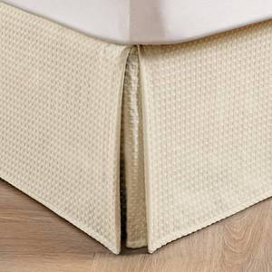 lot 8242 image: MIYE Pleated Waffle Weave Bed Skirt, Tailored Dust Ruffle 16 Inch Drop Easy Fit, Machine Washable,No Split Corners (Light Beige, Queen - 16 Drop)