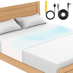 lot 8247 image: Grounding Mat for Bed 90% Organic Cotton10% Pure Silver Fiber, Grounding Fitted Sheets for All Mattress Sizes, with Static grounding Cord and Test Pen(White, 105.4  23.5 inch)