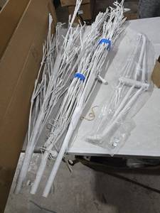 lot 8265 image: 7ft Christmas birch tree with stand and lights white