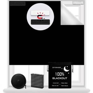 lot 8266 image: 100% Blackout Blind Magnetic Window Cover 118 x 57Inch,No Drill,Cut Any SizeShape,Portable Black Out Shades Curtains for Nursery Bedroom,Rv,Media Room with Magnetic Closure