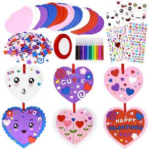 lot 8267 image: Hidreamz 947Pcs Valentines Day Foam Heart Craft Kit, Valentines DIY Craft Decoration Include Self-Adhesive Foam Hearts Stickers