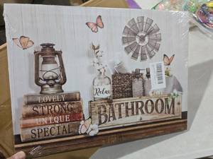 lot 8268 image: Teal Bathroom Wall Decor Relax Soak Unwind Wall Art Country Bathroom Rustic Mason Jar Flower Butterfly Picture Please Seat Yourself Canvas Prints Botanical Plant Poster Artwork Home Decorations 12x16