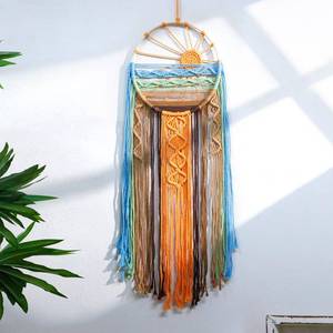 lot 8271 image: Artilady Sunset Wall Art Dream Catcher - Macrame Wall Hanging Large Dreamcatchers, Hand Woven Boho Tapestry Colorful Sun Wall Decor for Bedroom Nursery Living Room Nursery (Sunset)