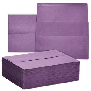 lot 8280 image: Sustainable Greetings Invitation Envelopes - A7 7 x 5 in, Purple, 100 Pack, Square Flap - Gummed Seal & Colored Bulk Envelopes for Wedding - Birthday & Baby Shower Invitations