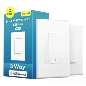 lot 8282 image: meross 3 Way Smart Switch, Smart Light Switch Supports Apple HomeKit, Siri, Alexa, Google Assistant & SmartThings, 2.4GHz WiFi Light Switch Neutral Wire Required, Remote Control Timer 2 Pack