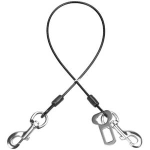 lot 8285 image: Mi Metty Dog Seat Belt Harness for Car,Dog Seatbelt of Coated Wire Leash Safety Restraint, No Chew Tether Cable Vehicle Dog Accessories, Double Clips & Latch Attachment (Black, 16 Inch40 Cm)