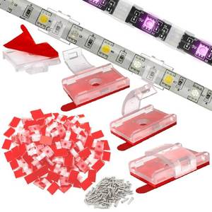 lot 8308 image: 100PCS Mounting Clips for LED Strip Lights with Self-Adhesive Tape  Screws-Light Clips, Ideal Mounting Brackets for 0.47inch12mm Both Indoor Strip Light and Outdoor Waterproof Light Strips