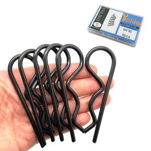 lot 8309 image: Yoliko 6 Pcs Heavy Duty Hitch Pins Clip R Clips Spring Retaining Wire Hair Pins Cotter Pin Strong Spring Tension Large R Clip Carter Pin Large for Trailer Tractors Mower Cart Truck Black zinc M490mm