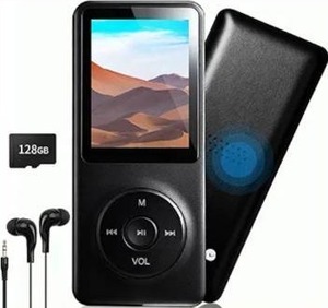 lot 8311 image: 128GB MP3 Player with Bluetooth - Portable Music Player for Kids - with Built-in HD Speaker, Voice Recorder, HiFi Sound, E-Book (Included Earphones)