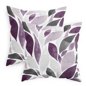 lot 8315 image: CaliTime Throw Pillow Cases Pack of 2 Cozy Fleece Falling Dahlia Floral Flowers Petals Decorative Cushion Covers for Couch Bed Sofa Farmhouse Decoration 16 X 16 Inches Deep Purple Grey