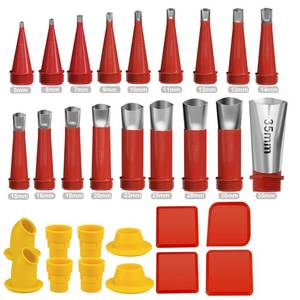lot 8316 image: Caulk Finisher Kit Caulking Nozzle Tips Stainless Steel with Connection Bases Replacement 30 Pieces