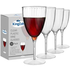 lot 8321 image: Lillian Tablesettings Premium 16 Count Wine Glasses 8 oz. Clear Hard Plastic 1-Piece Disposable Cups
