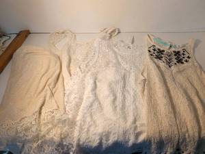 lot 58 image: RVCA White Lace Dress with Black Embroidery