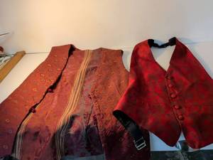 lot 99 image: Red Brocade Formal Vest with Paisley Pattern