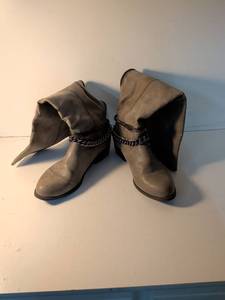 lot 109 image: BKE Grey Knee-High Boots with Chain Detail