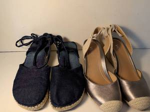 lot 115 image: Vionic Navy Blue Espadrille Wedge Sandals