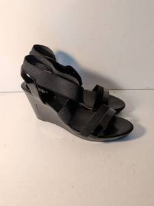 lot 119 image: Nicole Black Elastic Strap Wedge Sandals