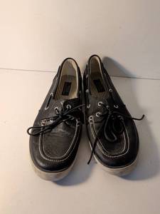 lot 121 image: Polo Ralph Lauren Black Leather Boat Shoes
