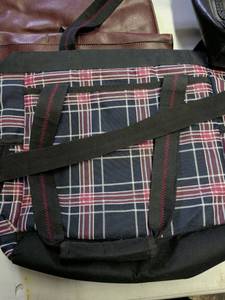 lot 132 image: Leather Crossbody Bag with Plaid Accent