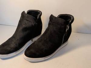 lot 154 image: Black Suede Hidden Wedge Sneakers