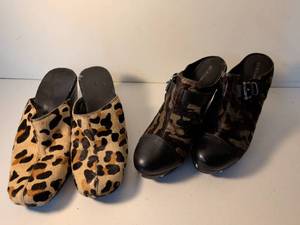 lot 164 image: BCBG Generation Animal Print Mules and Clogs Set