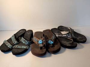 lot 170 image: Western Style Turquoise and Crystal Embellished Sandals