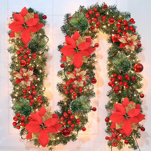 lot 69886 image: Christmas Garland,Christmas Garland with Lights Battery Operated - Retail $30