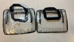lot 658602 image: Clear PVC Storage Bags with Handles - Set of 2 - Retail $15