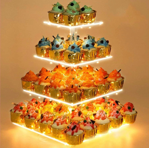 lot 658627 image: YestBuy 4 Tier Cupcake Stand Acrylic Tower Display - Retail $28