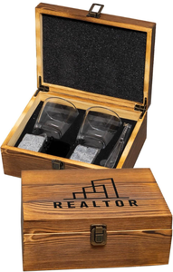lot 658637 image: Bourbon Whiskey Glasses & Chilling Stones - Retail $35